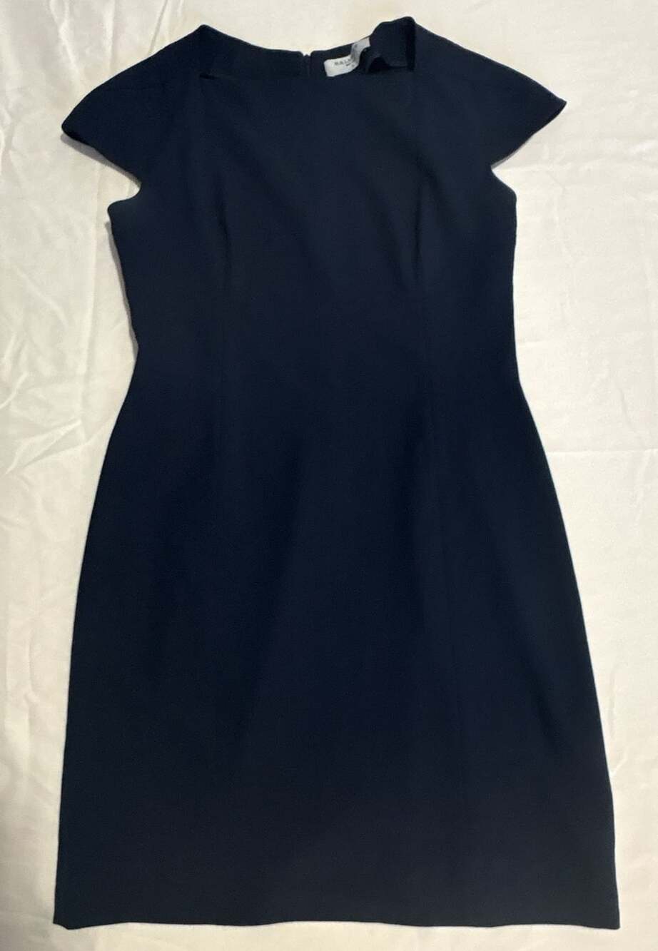 M.M.LaFleur Sheath Dress Size 12 Navy Blue Cap Sleeve Square Neck